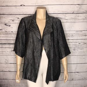 Eileen Fisher XL Gray Crinkle Silk/Acrylic Jacket